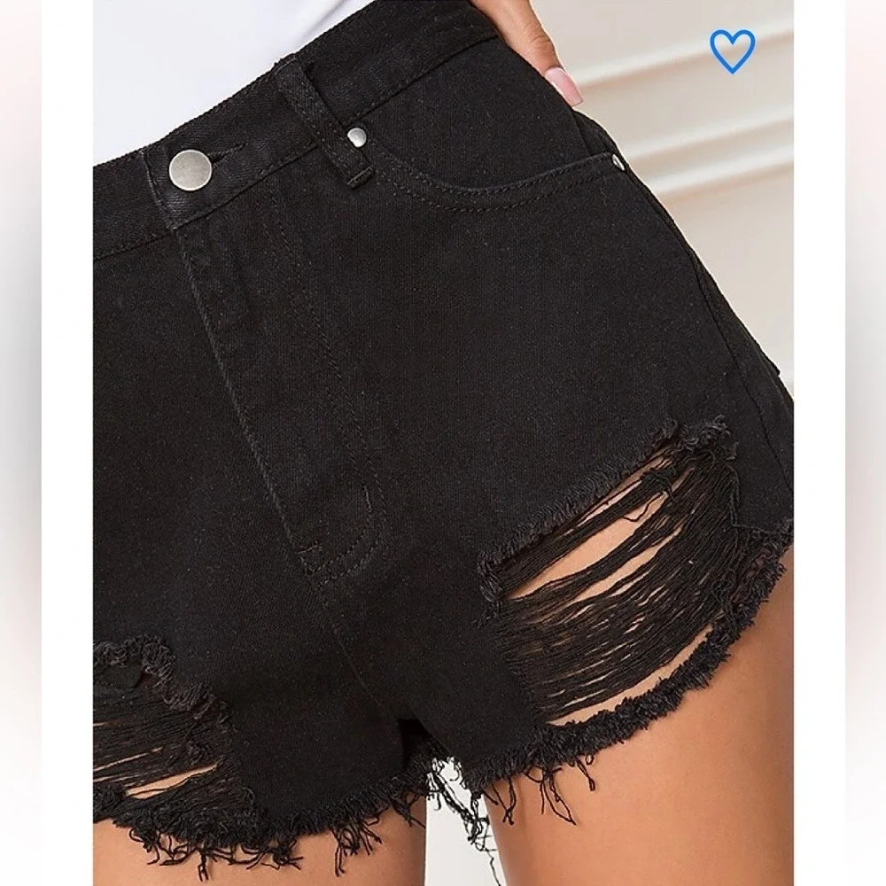 Superdown‎ Women's Black Simi Distressed Denim Shorts Size 25